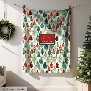 Unique watercolor festive deep tones holiday throw fleece blanket