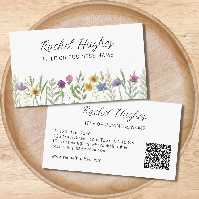 Unique Watercolor Floral QR Code Business Card (Creator Uploaded)