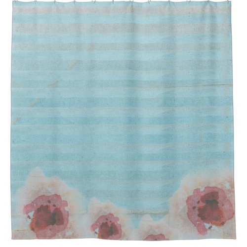 Unique Watercolor Floral  Striped Bohemian Print Shower Curtain