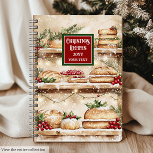 Unique Watercolor Holiday Recipe Notebook