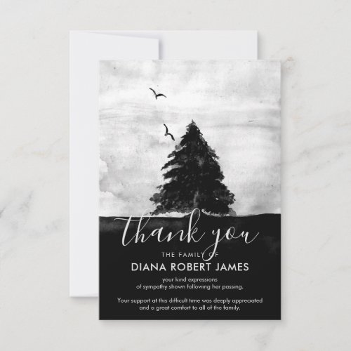 Unique Watercolor Landscape Typography Sympathy Thank You Card