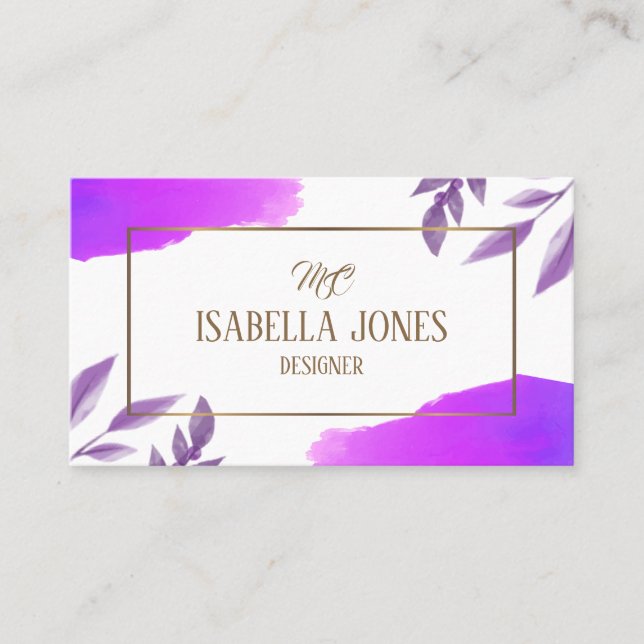 Unique Watercolor Modern Business Card (Front)