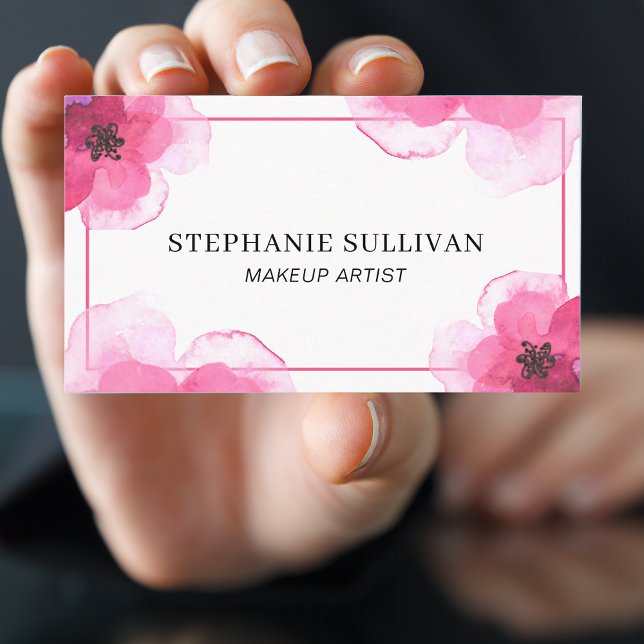 Unique Watercolor Modern Makeup Artist Business Card (Creator Uploaded)