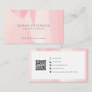 Unique watercolor QR code social media personal Business Card