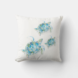 Unique Watercolor Sea Turtle Throw Pillow