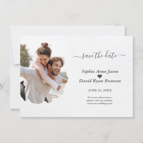 Unique Watercolor Torn Paper Photo Wedding  Save The Date