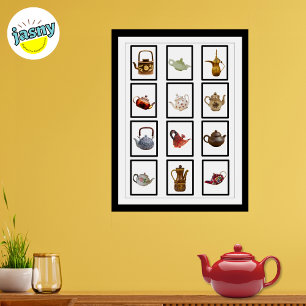 Unique Watercolor Vintage Teapot Art Black Framed Poster