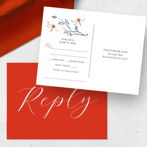 Unique Watercolor Wedding Song Request RSVP Postcard
