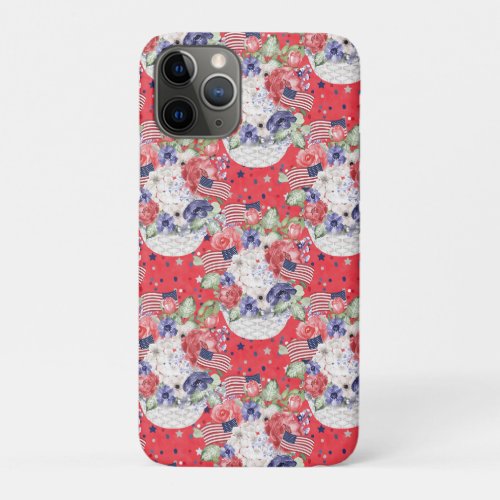 Unique watercolour floral pattern  the USA flag  iPhone 11 Pro Case