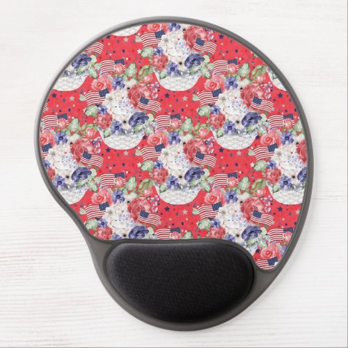 Unique watercolour floral pattern  the USA flag  Gel Mouse Pad