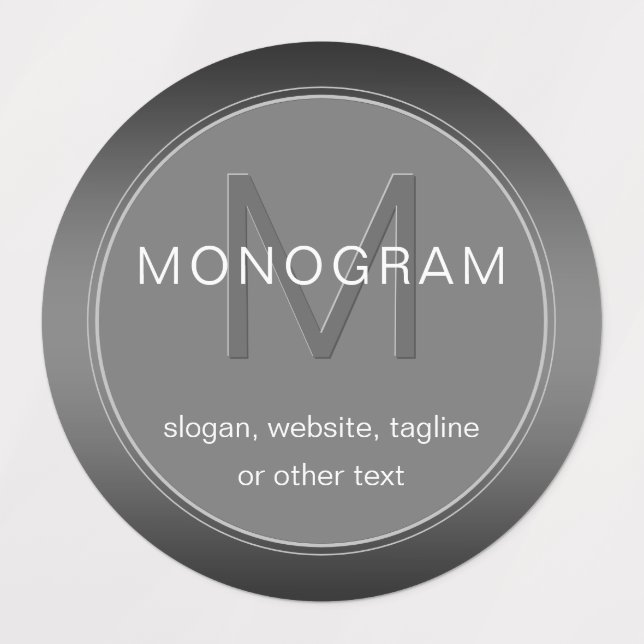 Unique Waterproof Grey Monogram Editable Labels (Design 1)