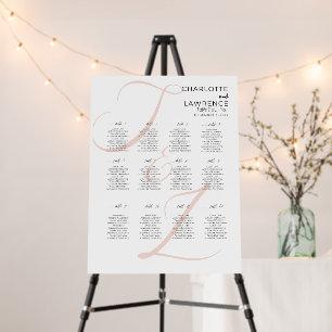 Unique Wedding 12 Table Seating Chart Foam Board