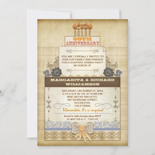 unique wedding anniversary vintage cake invites