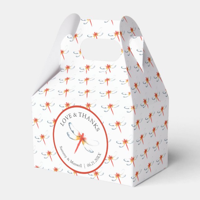 Unique Wedding Favor Boxes Watercolor Dragonfly (Front Side)