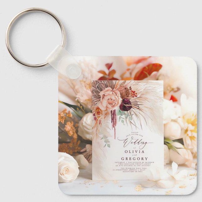 Unique Wedding Favors: Mini Invitation Keychains f (Front)