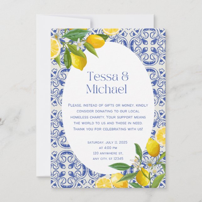 Unique Wedding Invitation Design for a Charitable  (Front)