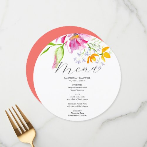 Unique Wedding Menu Card Designs Floral