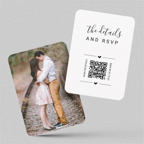 Unique Wedding QR Code RSVP  Details Card Insert