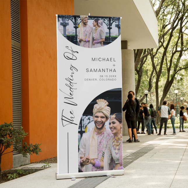 Unique Welcome To Our Wedding Custom Photo Modern Retractable Banner (Creator Uploaded)