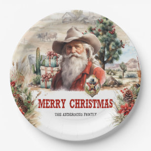 Unique western style Santa with sheriff's badges Paper Plates