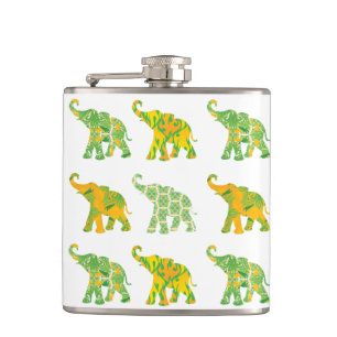 Unique whimsical Elephant Pattern Art Graphic Cool Flask