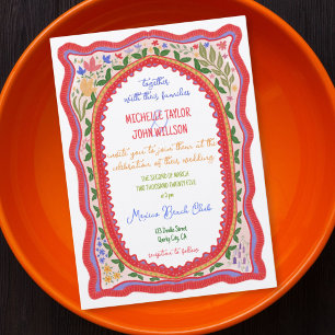 Unique Whimsical Floral Quirky Doodle Hand Drawn Invitation