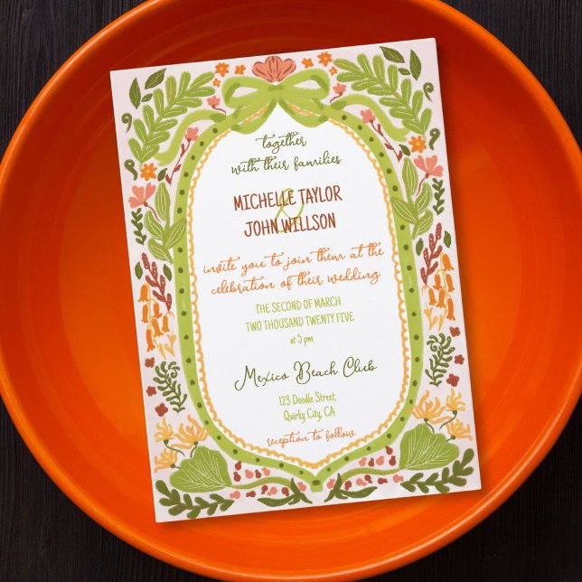 Unique Whimsical Floral Quirky Doodle Hand Drawn  Invitation (Unique Whimsical Floral Quirky Doodle Hand Drawn Invitation)