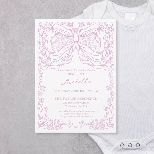 Unique Whimsical Hand Drawn Classic Baby Girl Invitation (Creator Uploaded)