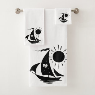 Unique Whimsical Theater Sailing Design Bath Towel Set