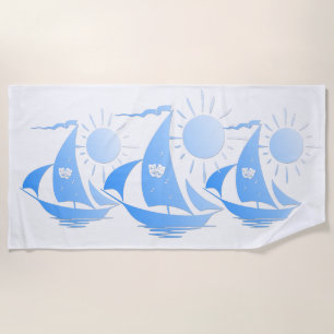 Unique Whimsical Theater Sailing Design Beach Towe Towel