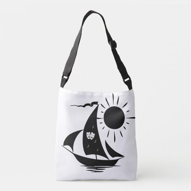 Unique Whimsical Theater Sailing Design Crossbody Bag (Back)