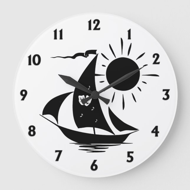 Unique Whimsical Theater Sailing Design Large Clock (Front)