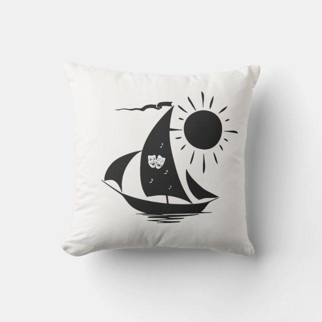 Unique Whimsical Theater Sailing Design Outdoor Pillow (Front)