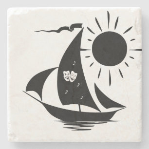 Unique Whimsical Theater Sailing Design Stone Coaster