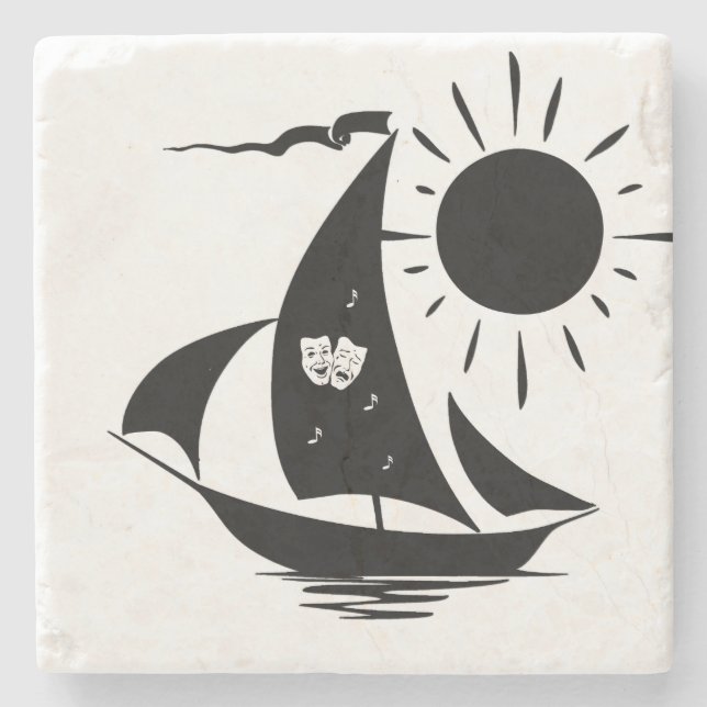 Unique Whimsical Theater Sailing Design Stone Coaster (Front)
