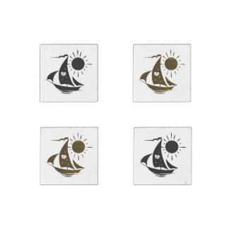 Unique Whimsical Theater Sailing Design Stone Magnet