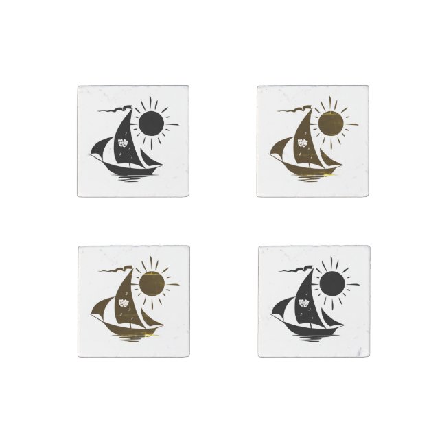 Unique Whimsical Theater Sailing Design Stone Magnet (Front)