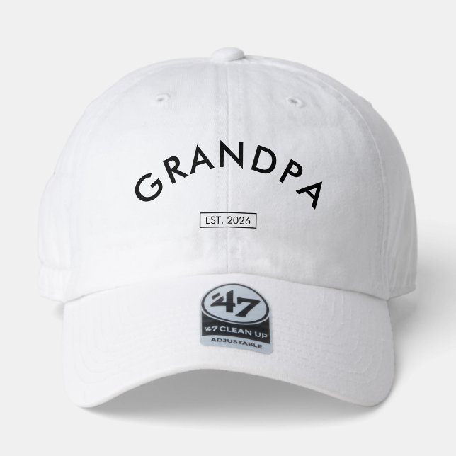 Unique White 47 Brand Hat Personalized GRANDPA Des (Front)