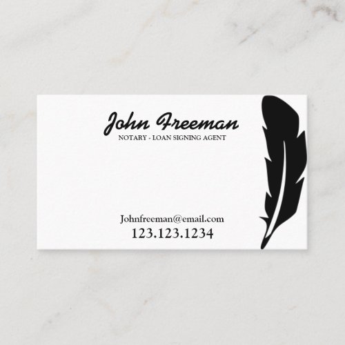 Unique White and Black Notary Loan Signing Agent Business Card