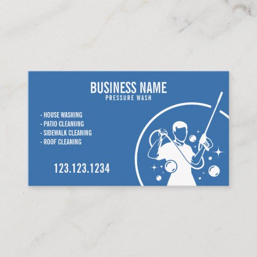 Unique White and Blue Bubble Pressure Washer Gun Business Card