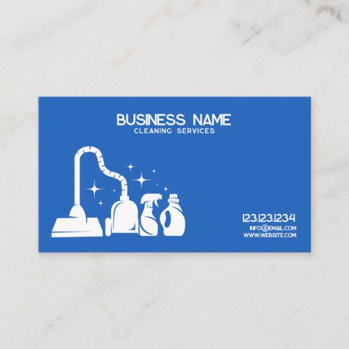 Unique White and Blue Housekeeper Cleaning Business Card