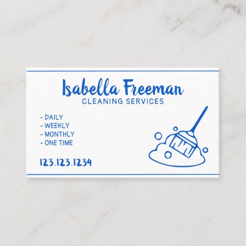 Unique White and Blue Maid House Cleaning Service Business Card