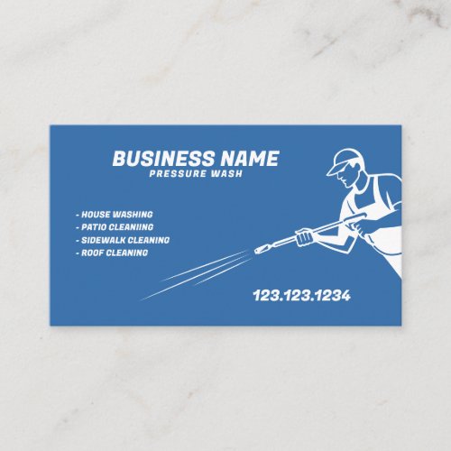 Unique White and Blue Pressure Washing Service Business Card