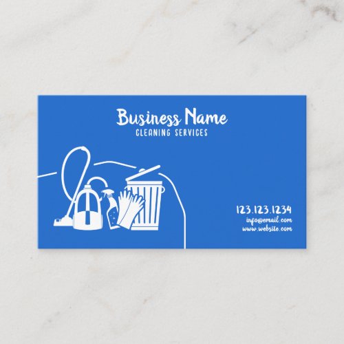 Unique White and Blue Vacuum Cleaning Service Business Card