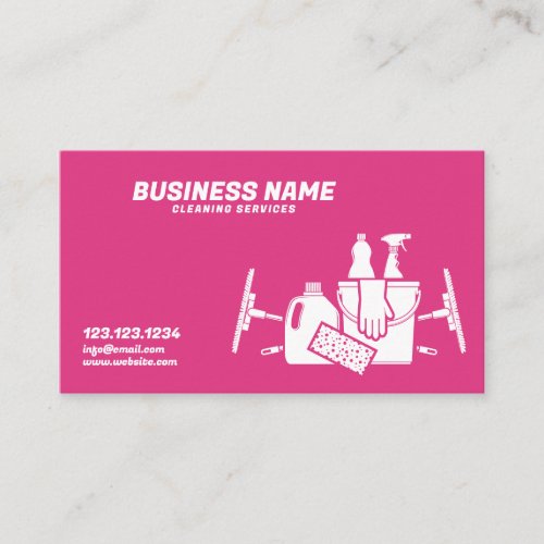 Unique White and Pink House Cleaning Equipment Business Card