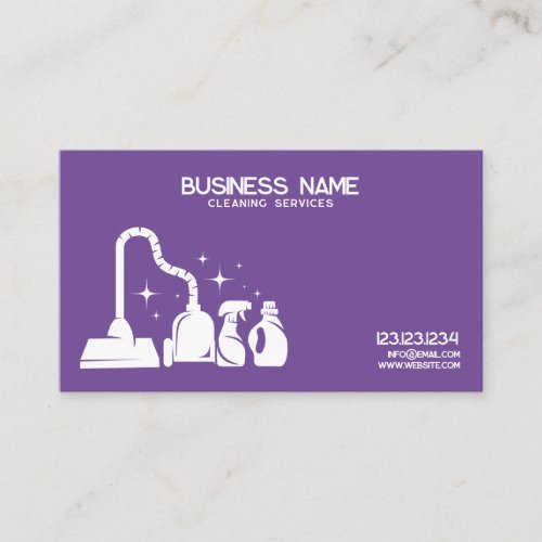 Unique White and Purple Housekeeper Cleaning Business Card