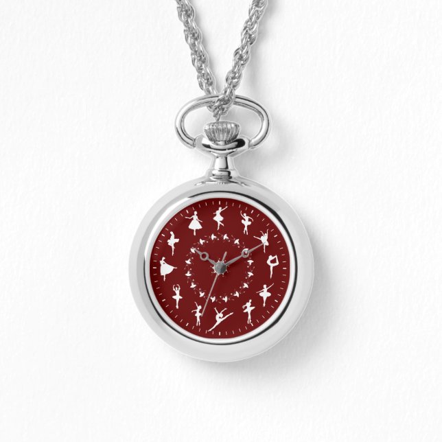 Unique White Ballerina Silhouettes Themed Watch (Front)