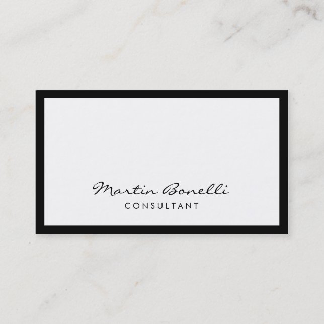 Unique White Black Border Consultant Business Card (Front)