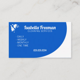 Unique White & Blue Maid House Cleaning Business Card