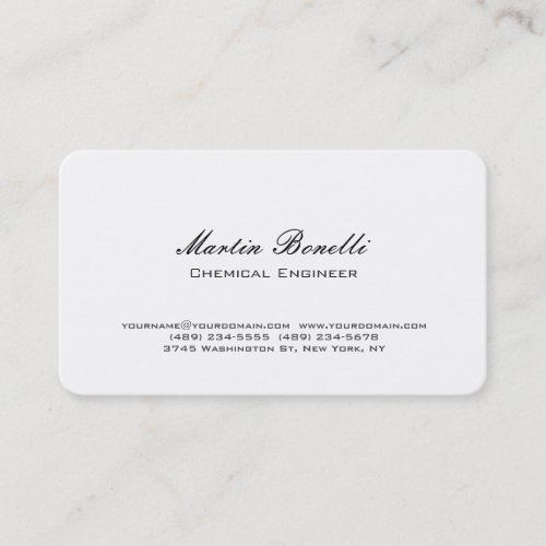 Unique White Chemical Engineer Business Card